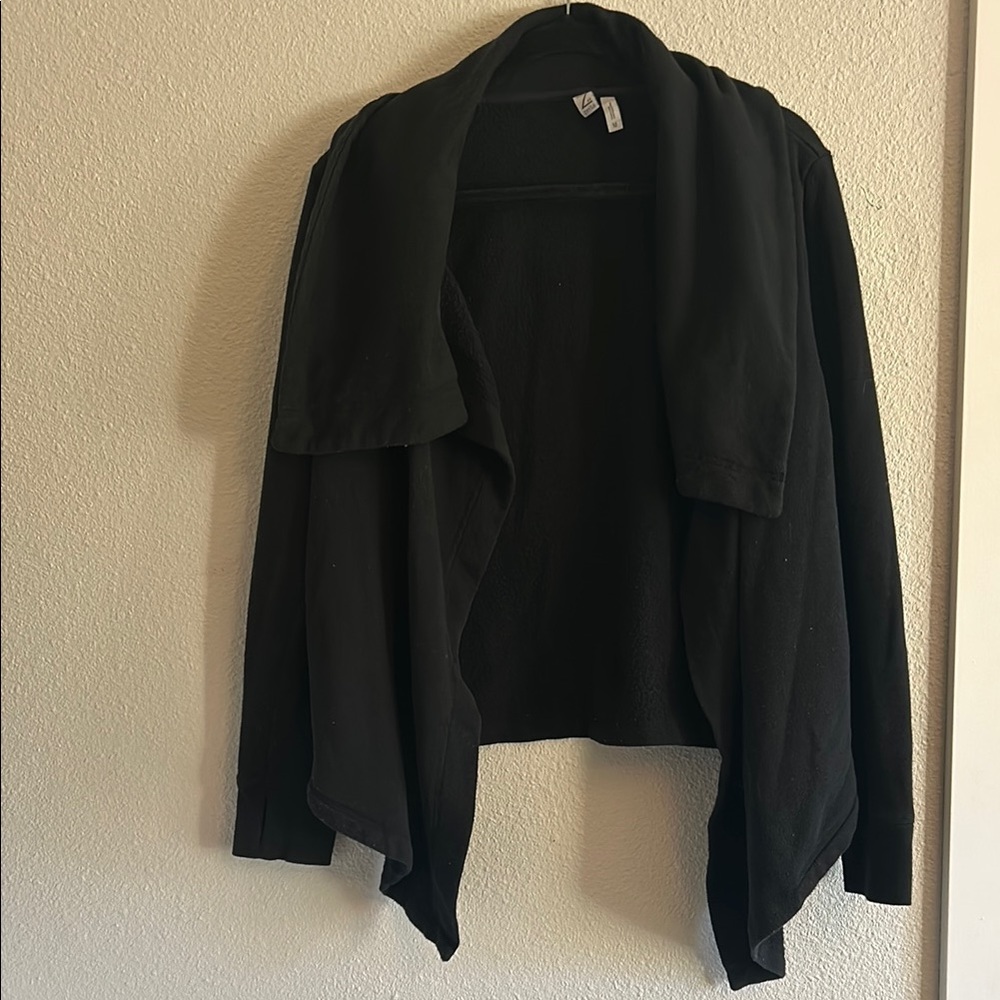 Black Draped Open Front Cardigan